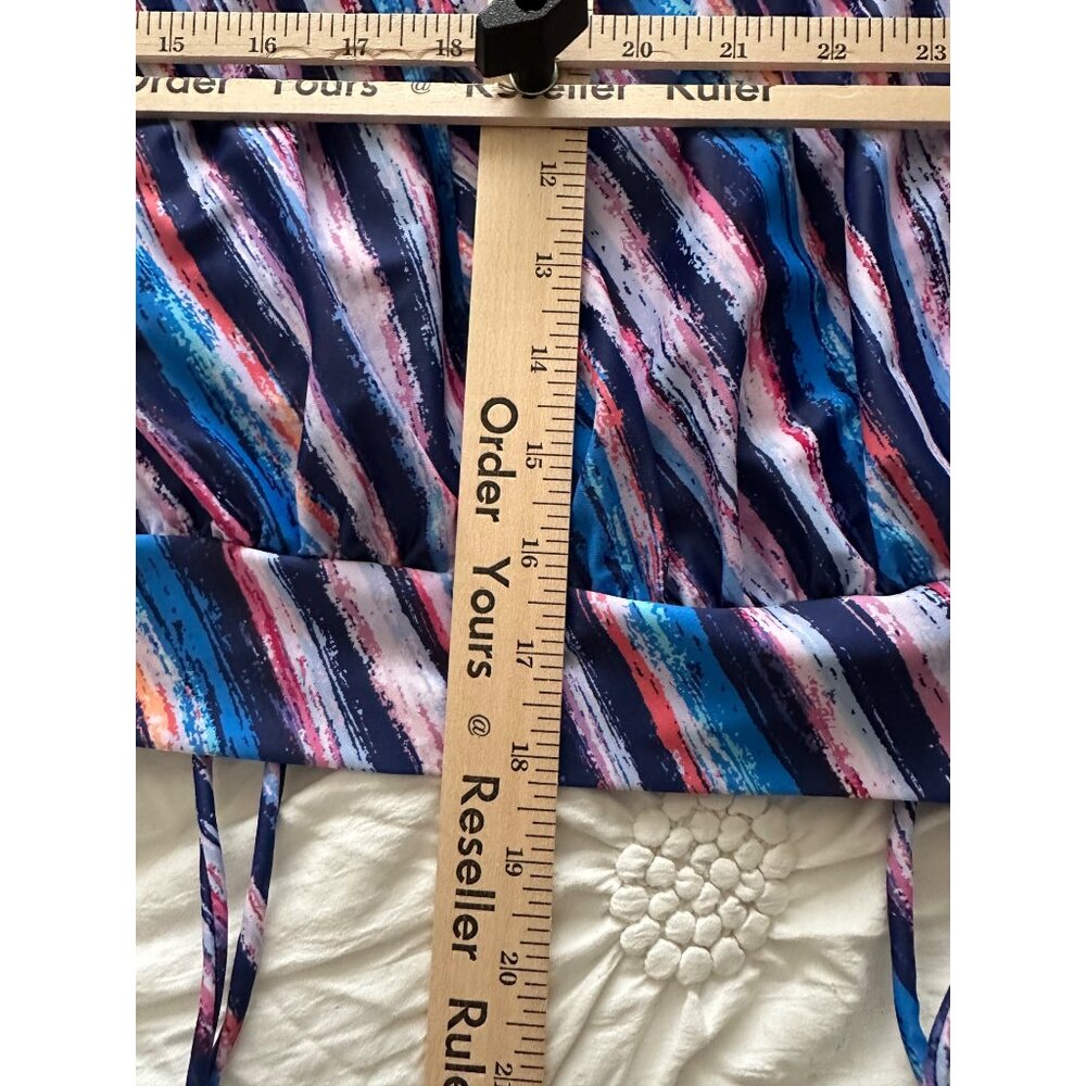 Womens Charmo UPF 50+ Striped Tankini TOP ONLY Sz M Beachy Vacation Tropical NWT - Picture 8 of 9